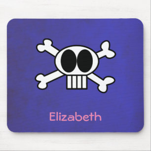 Personalised Cute Skull and Crossbones Mouse Pad