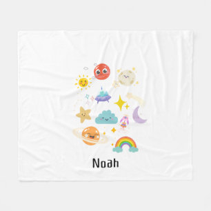 Personalised Cute Sky Solar Fleece Blanket