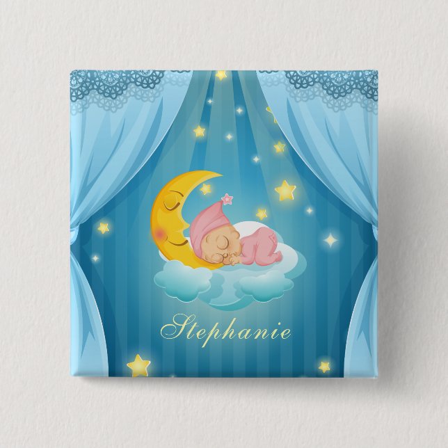 Personalised Cute Sleeping Baby | Pin Button (Front)
