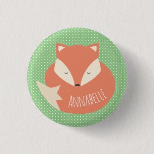 Personalised Cute Sleeping Fox 3 Cm Round Badge