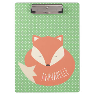 Personalised Cute Sleeping Fox Clipboard
