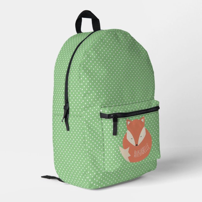 Personalised Cute Sleeping Fox Printed Backpack (Back Corner Left)
