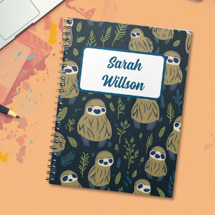 Personalised Cute Sloth Animal Name Notebook