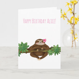 Personalised cute sloth birthday card