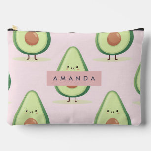 Personalised Cute Smiling Avocado Pattern Accessory Pouch