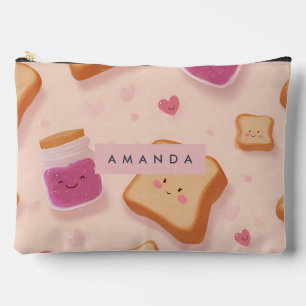 Personalised Cute Smiling Toast and Jam Pattern Accessory Pouch
