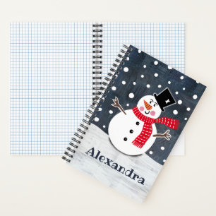 Personalised Cute Snowman Christmas  Notebook