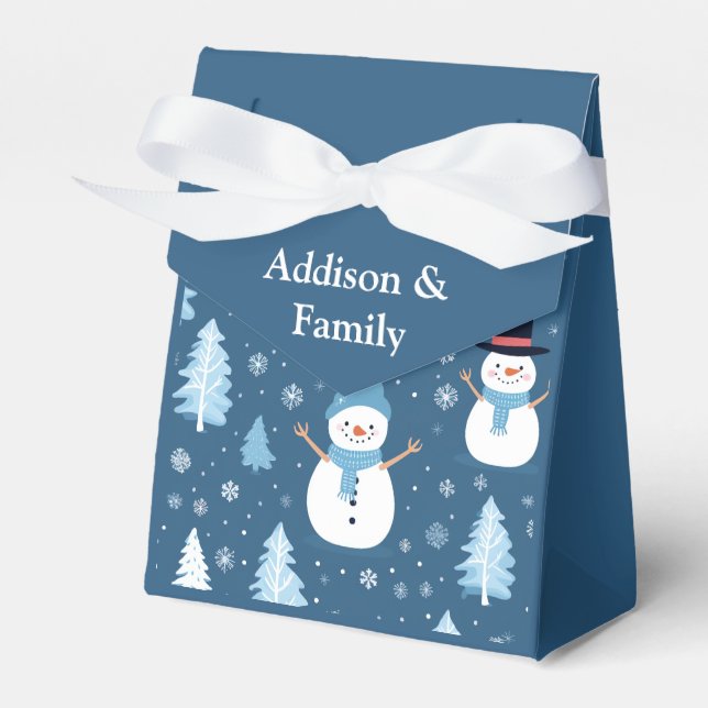 Personalised cute Snowman pattern Favour Box (Front Side)