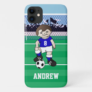 Personalised cute soccer boy Case-Mate iPhone case