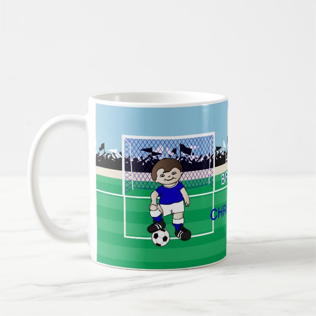 Personalised cute soccer boy coffee mug (Left)