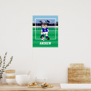 Personalised cute soccer boy poster