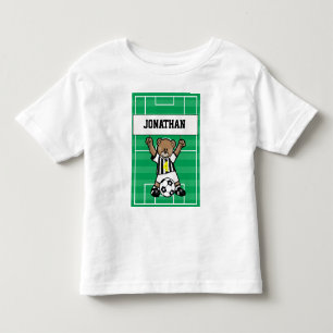 Personalised Cute Soccer Teddy Bear (blkwstripe) Toddler T-Shirt