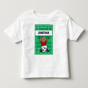 Personalised Cute Soccer Teddy Bear (red) Toddler T-Shirt