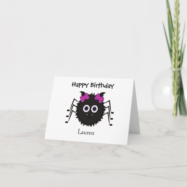 Personalised Cute Spider Birthday Card  (Front)