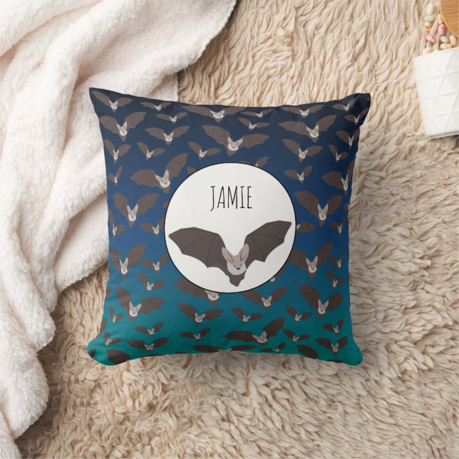 Personalised Cute Spooky Bat Pattern  Cushion (Blanket)