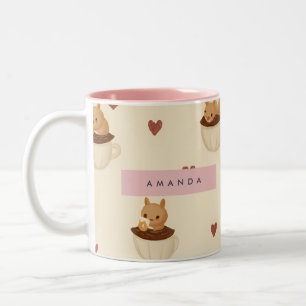 Personalised Cute Squirrel in Coffee Cup Pattern
