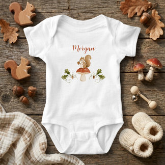 Personalised Cute Squirrel Woodland Gender Neutral Baby Bodysuit