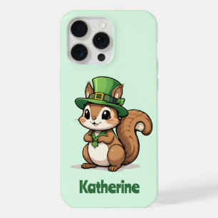 Personalised Cute St. Patrick's Day Squirrel iPhone 15 Pro Max Case