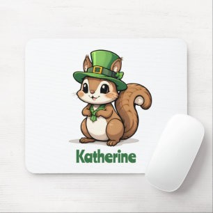 Personalised Cute St. Patrick's Day Squirrel Mouse Pad