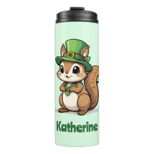 Personalised Cute St. Patrick's Day Squirrel Thermal Tumbler