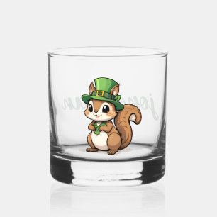Personalised Cute St. Patrick's Day Squirrel Whiskey Glass