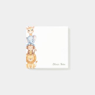 Personalised Cute Stacked Safari Animals Sticky  Post-it Notes