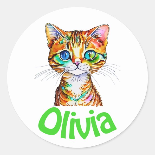Personalised cute sticker/seal classic round sti sticker (Front)