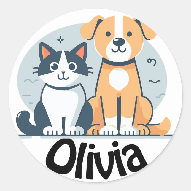 Personalised cute sticker/seal classic round sti sticker (Front)