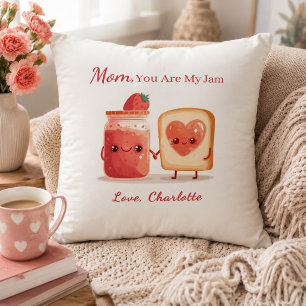 Personalised Cute Strawberry Jam Mothers Day Gift Cushion