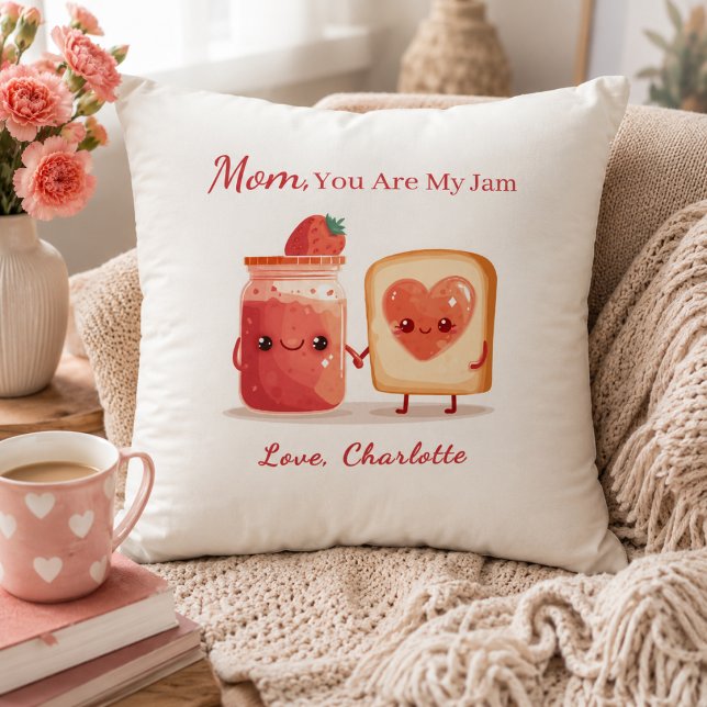Personalised Cute Strawberry Jam Mothers Day Gift Cushion (Creator Uploaded)