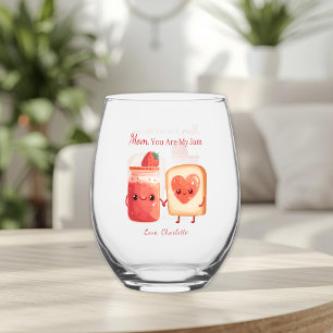 Personalised Cute Strawberry Jam Mothers Day Gift Stemless Wine Glass