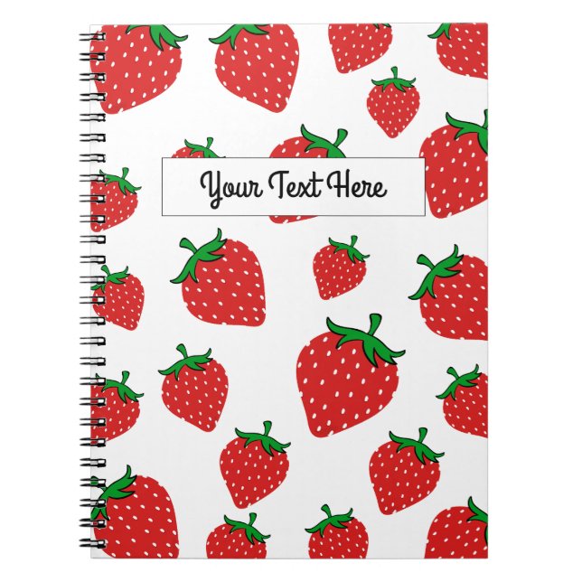 Personalised Cute Strawberry pattern Notebook (Front)