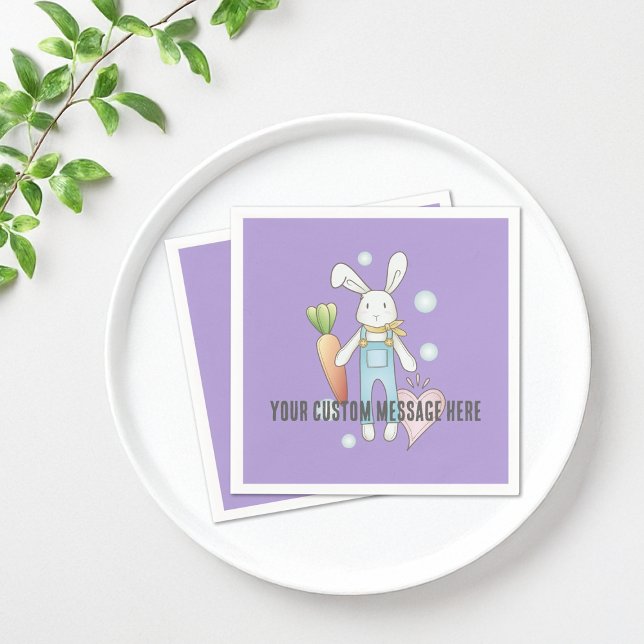 Personalised Cute Stuffed Animal Bunny Paper Napkin (Creator Uploaded)
