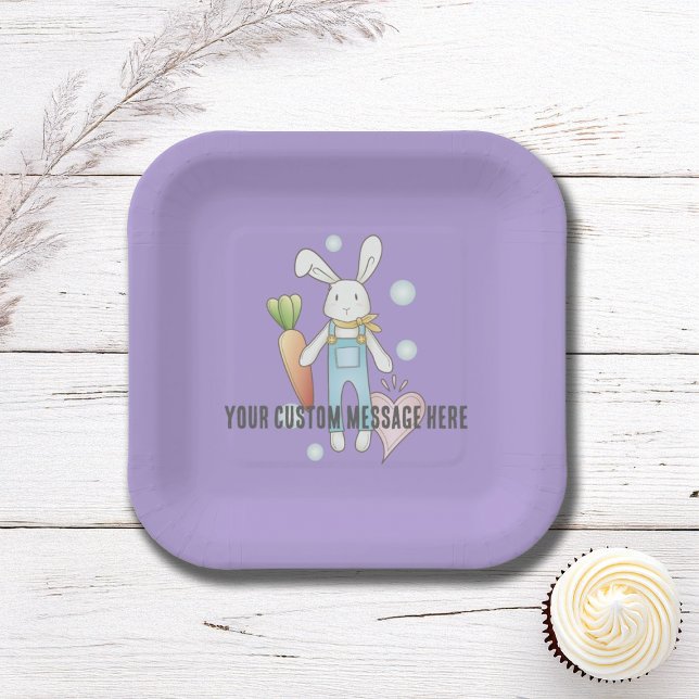 Personalised Cute Stuffed Animal Bunny Paper Plate (Creator Uploaded)