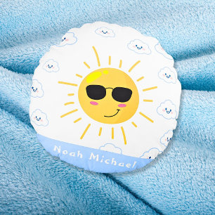 Personalised Cute Sun and Cloud Baby Round Cushion