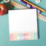 Personalised Cute Teacher Rainbow Notepad<br><div class="desc">If you are looking for the best teacher gift, this Personalised Teacher Colourful Pencils Notepad is a cute addition to her teacher stationery. The colourful rainbow pencils give the perfect touch for her desk decor. You can personalise this fun cute notepad for teacher appreciation week or a Christmas gift. Original...</div>