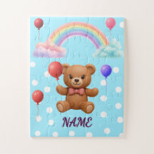 Personalised Cute Teddy Bear Balloon Jigsaw Puzzle