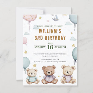 Personalised Cute Teddy Bear Birthday Postcard