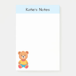 Personalised Cute Teddy Bear Kids Post-it Notes