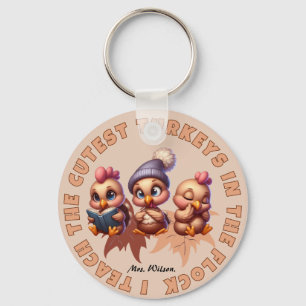 Personalised Cute Thanksgiving Teacher Gift Funny Key Ring