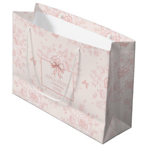 Personalised Cute Toile Pink Coquette Birthday Large Gift Bag