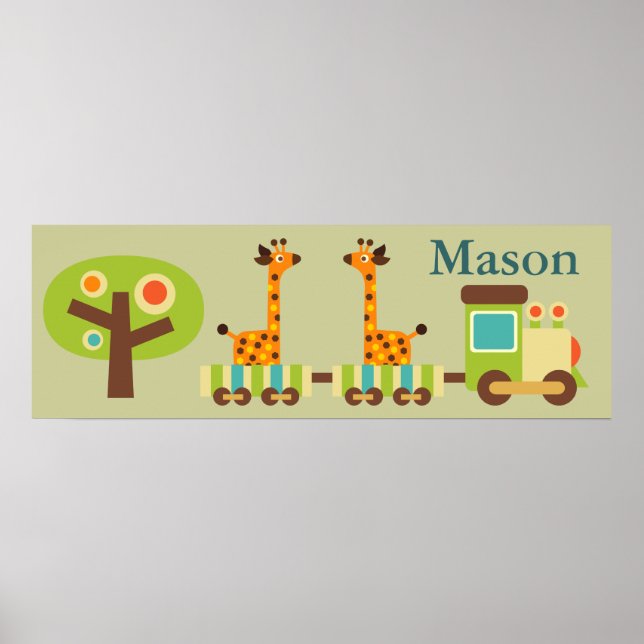 Personalised Cute Train Poster Wall Decor for Kids (Front)