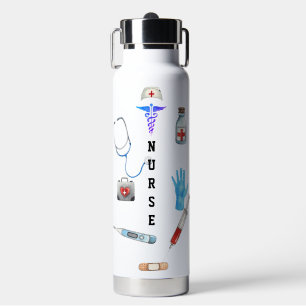 Personalised Cute Travel Nurse Monogram Gift Water Bottle