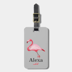 Personalised Cute Tropical Bird Flamingo Luggage Tag