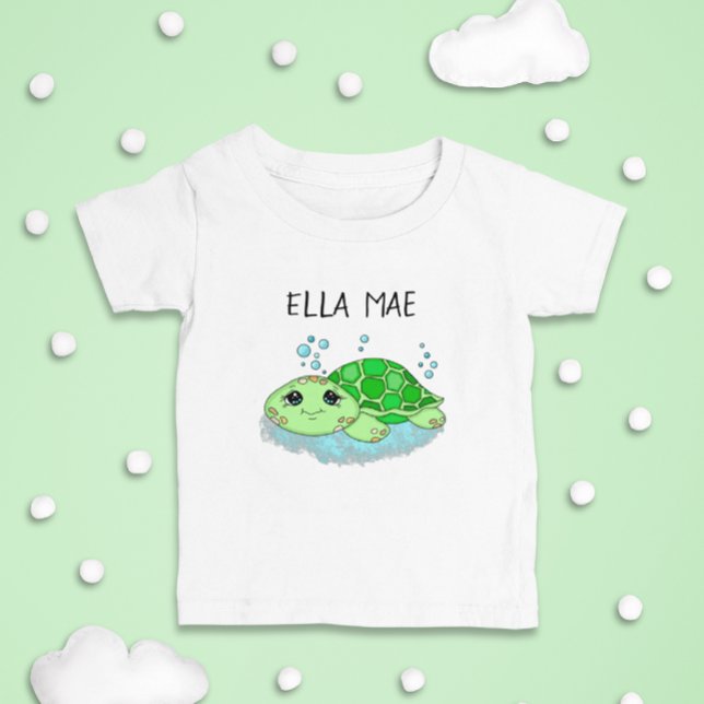 Personalised Cute Turtle Cartoon Name  Toddler T-Shirt (Creator Uploaded)
