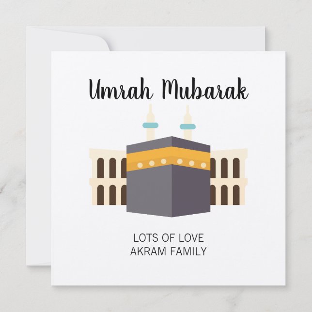 Personalised Cute Umrah Hajj Mubarak Islamic Card (Front)