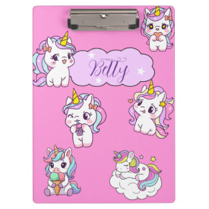 Personalised Cute Unicorn Clipboard