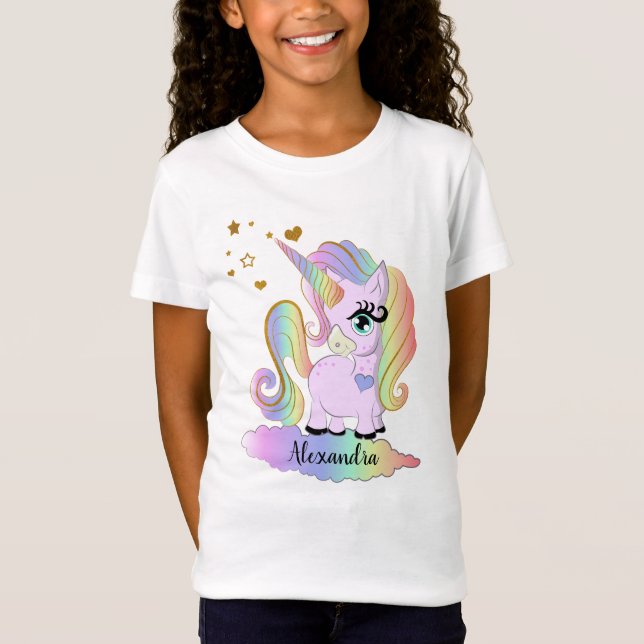 Personalised Cute Unicorn Girl T-Shirt (Front)