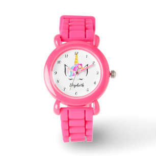 Personalised cute unicorn illustration numbered watch