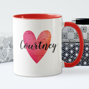 Personalised Cute Valentines Day Red Heart Mug